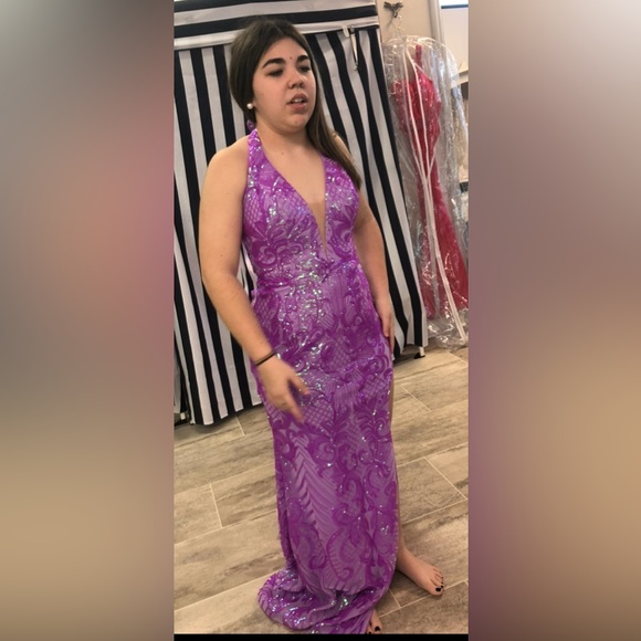 Rachel Allan Lilac Sequin Gown - Picture 5 of 11